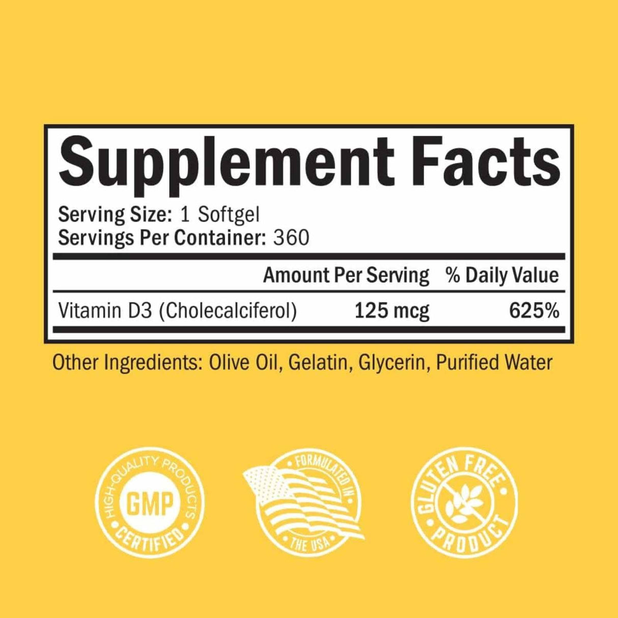 BioSchwartz Vitamina D3 5000 IU - 360 Cápsulas Blandas - Tabla Nutricional - Haz Tu Pedido
