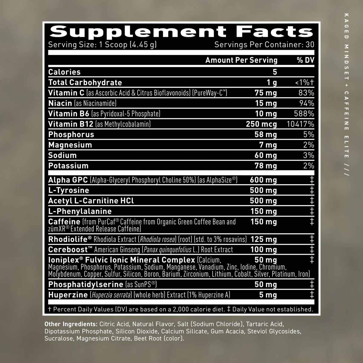 Kaged Mindset Nootropico - Sabor Limonada de fresa - 129 g - Tabla Nutricional - Haz Tu Pedido
