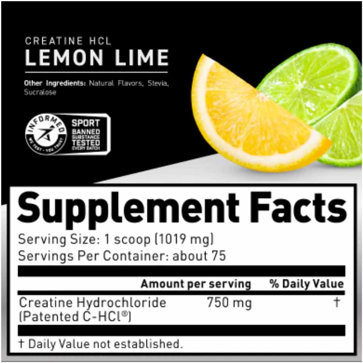 Kaged Creatina HCl™ - Sabor Lima Limón - 76,42 g - Tabla Nutricional - Haz Tu Pedido