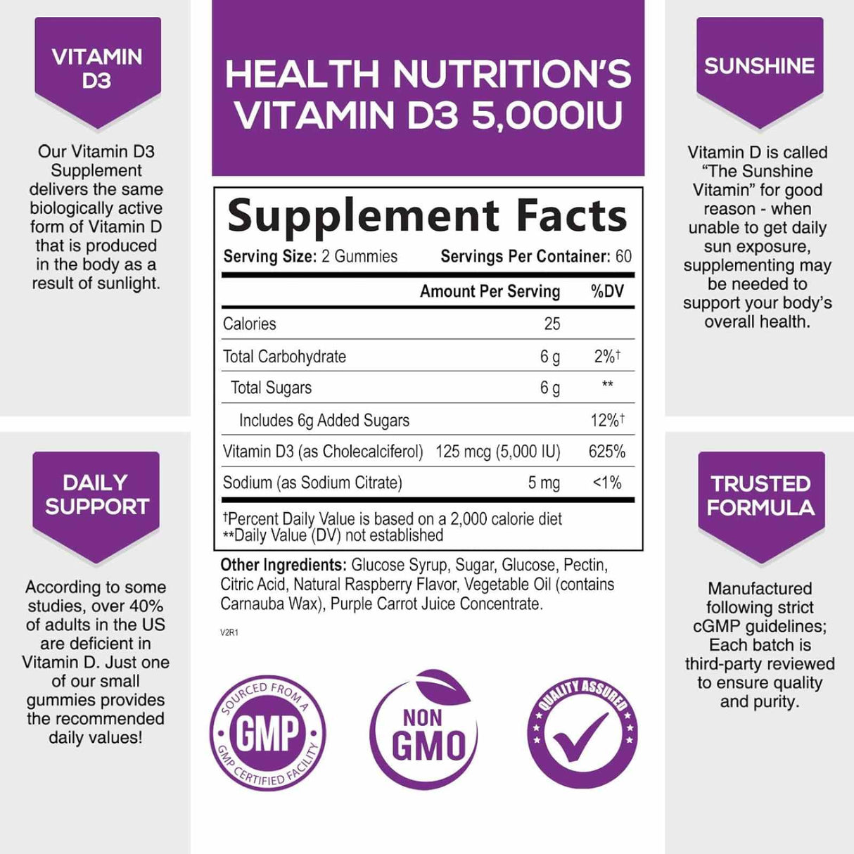 Health Nutrition Naturals Vitamina D3 5000 IU - Gomitas