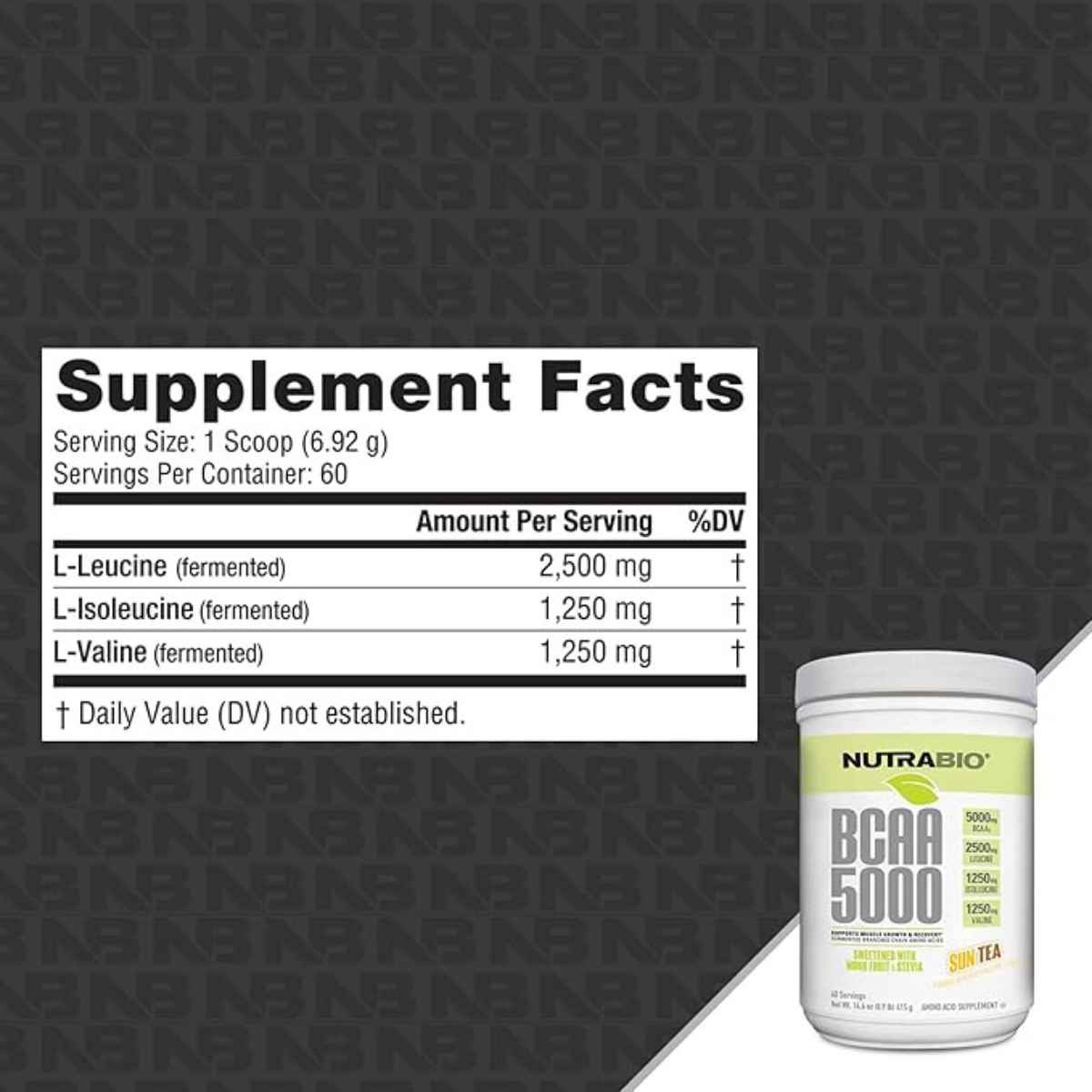 NutraBio Aminoácidos de Cadena Ramificada 5000 mg - Polvo