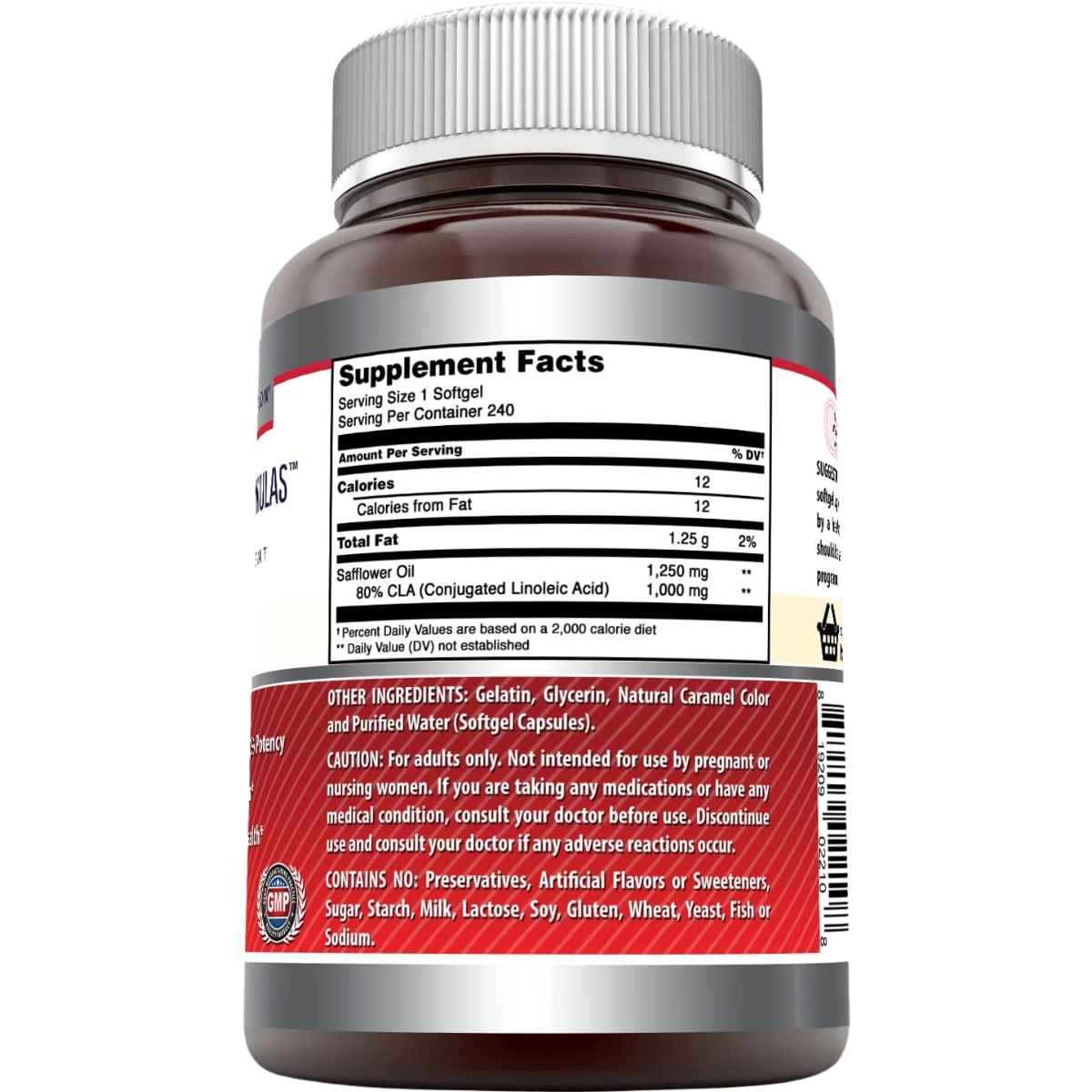 Amazing Nutrition CLA 1250 mg - 240 Cápsulas Blandas - Tabla Nutricional - Haz Tu Pedido