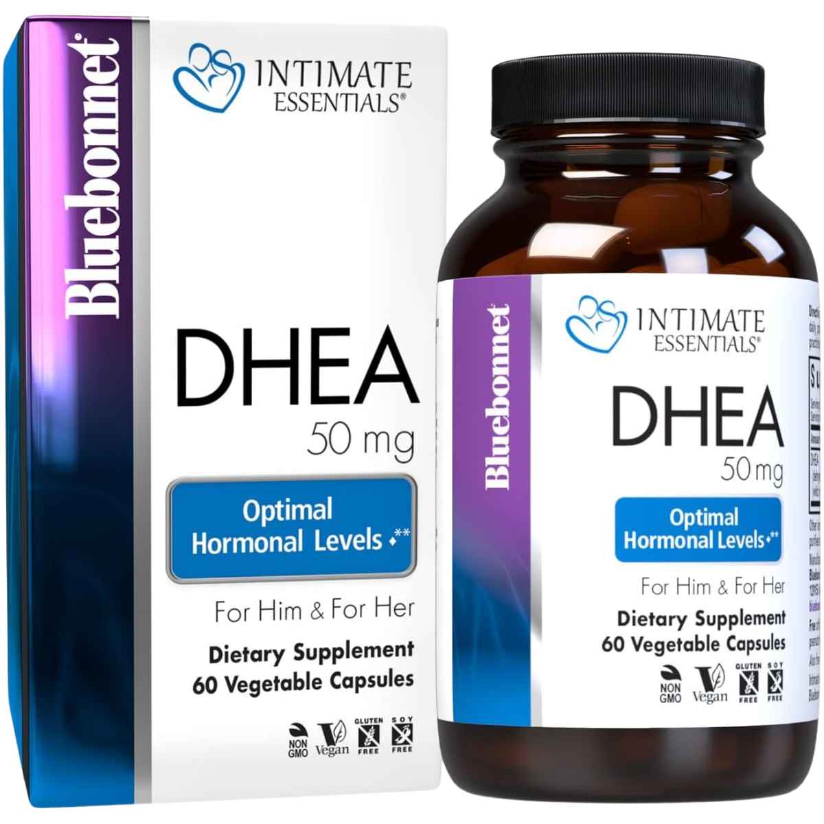 Bluebonnet DHEA Esenciales Íntimos 50 mg - 60 Cápsulas Vegetales