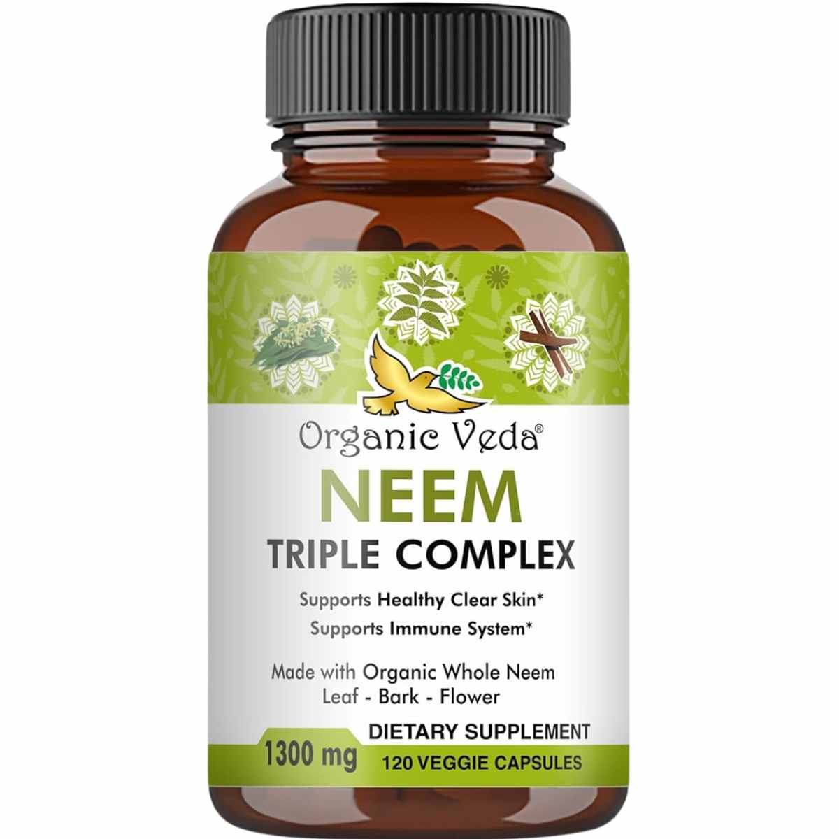 "Maximiza tu bienestar con Organic Veda Neem Triple Complejo."