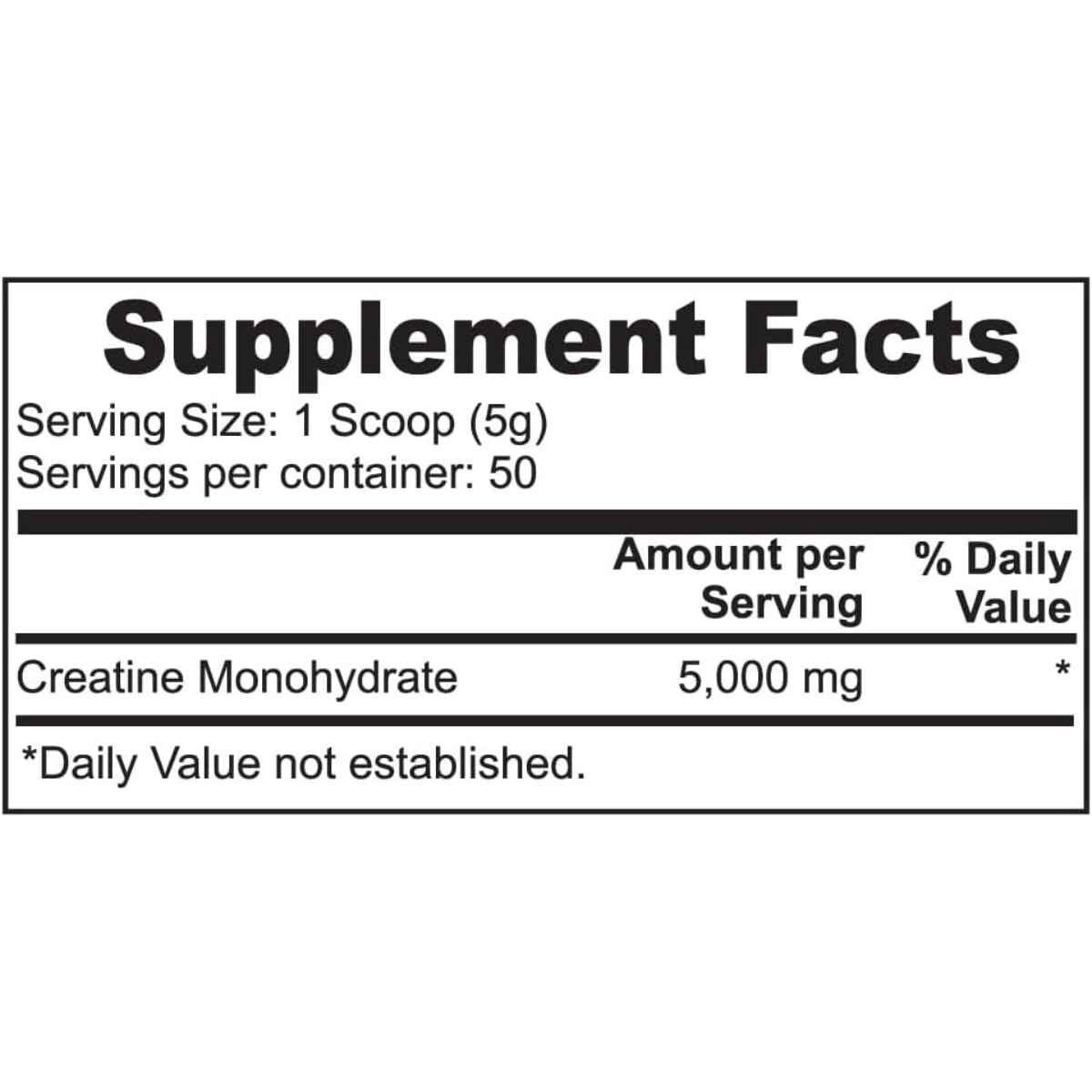 Dowding Monohidrato de Creatina - 250 g - Tabla Nutricional - Haz Tu Pedido