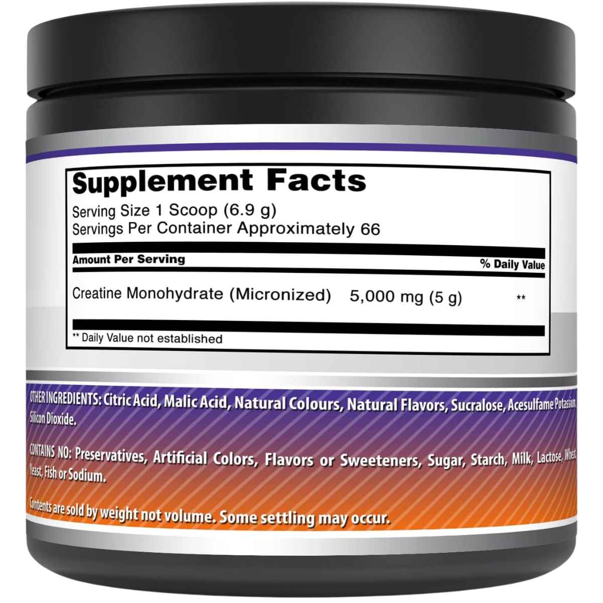 Amazing Nutrition Monohidrato de Creatina Micronizada 5000 mg - Sabor Naranja - 454 g - Tabla Nutricional - Haz Tu Pedido