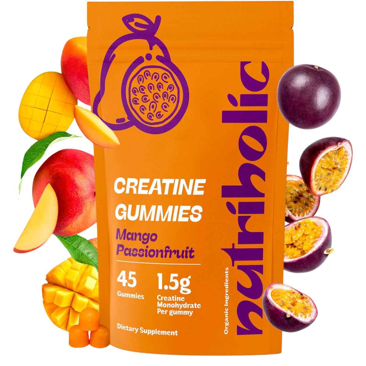 Nutriholic Monohidrato de Creatina - Sabor Mango Maracuyá - 45 Gomitas - Haz Tu Pedido