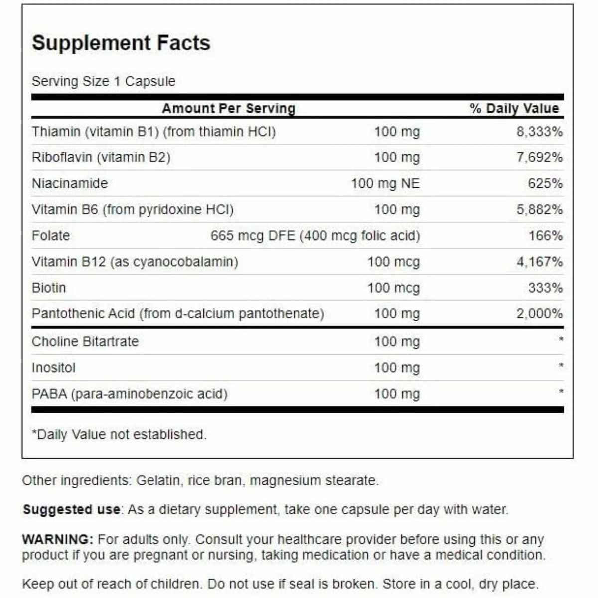 Experimenta la potencia de las vitaminas del grupo B con Swanson: 100 cápsulas para un bienestar óptimo.