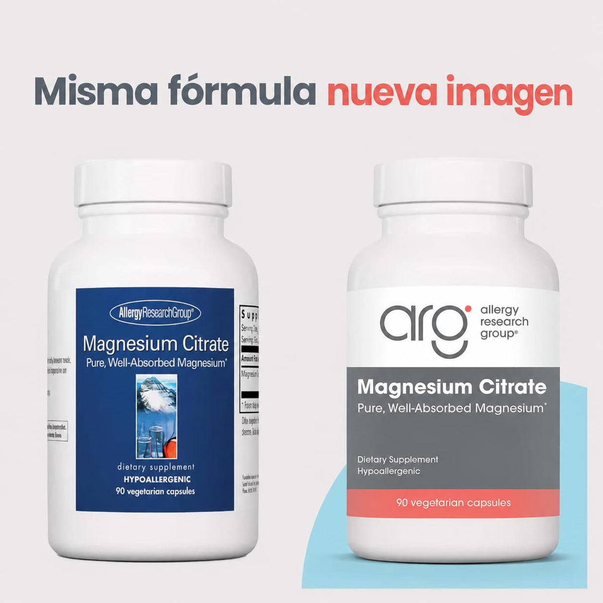Allergy Research Group citrato de magnesio, msma fórmula, nueva imagen