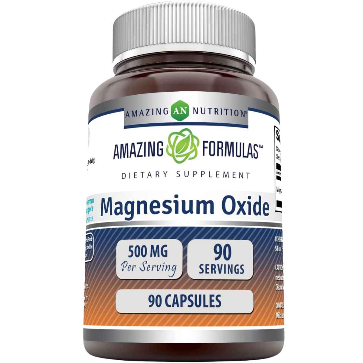 Amazing Formulas Óxido de magnesio 500 mg - 90 cápsulas - vista frontal