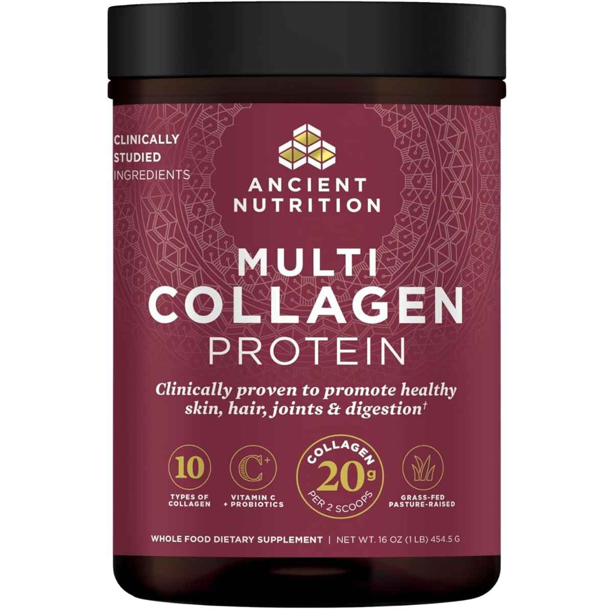 Frasco de suplemento Ancient Nutrition Multi Collagen Protein 1 lb