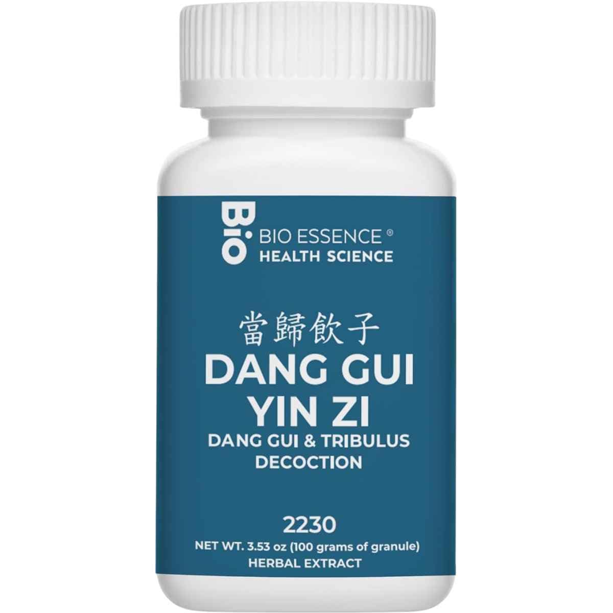 Frasco de suplemento Bio Essence Health Science Decocción de Dang Gui y Tribulus 100 g Polvo Granulado