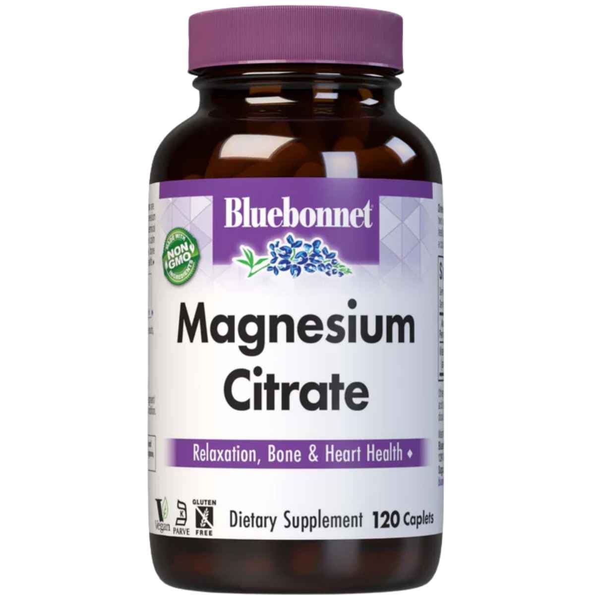 Frasco de suplemento Bluebonnet Citrato de Magnesio 400 mg 120 Tabletas