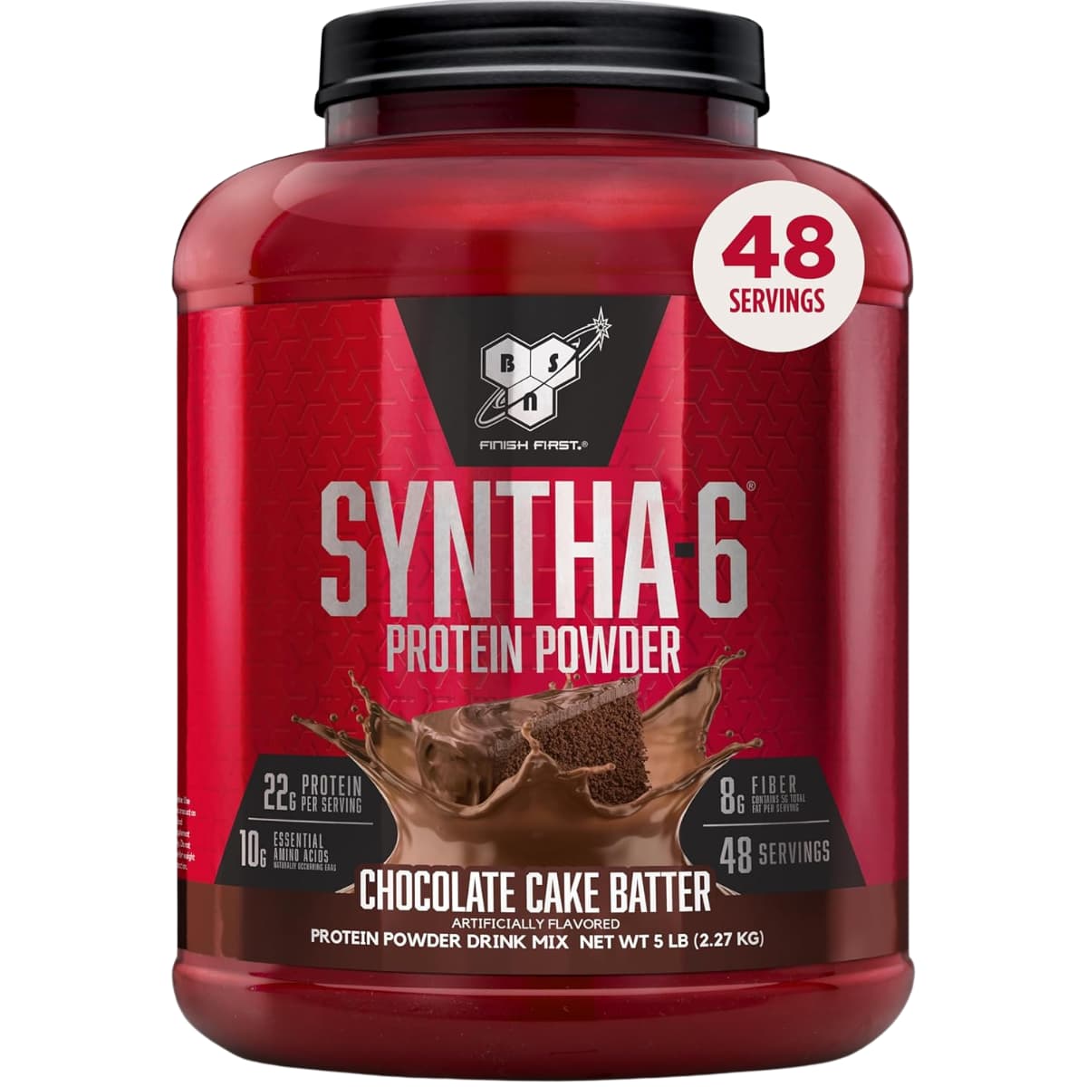 Frasco de suplemento BSN Syntha-6 22g Proteína 5 lbs sabor Mezcla de Pastel de Chocolate