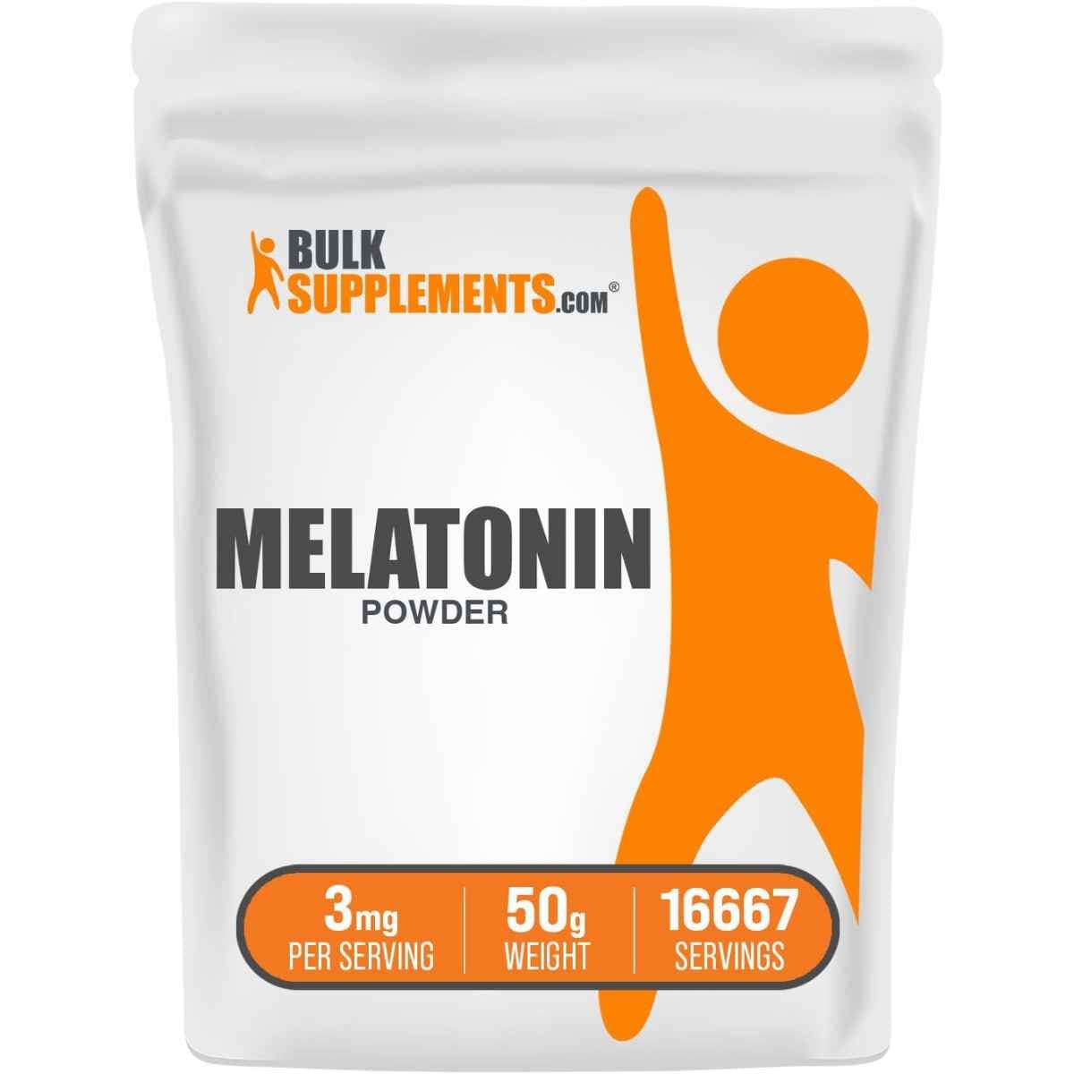 Bolsa de suplemento BulkSupplements Melatonina en polvo 50 g