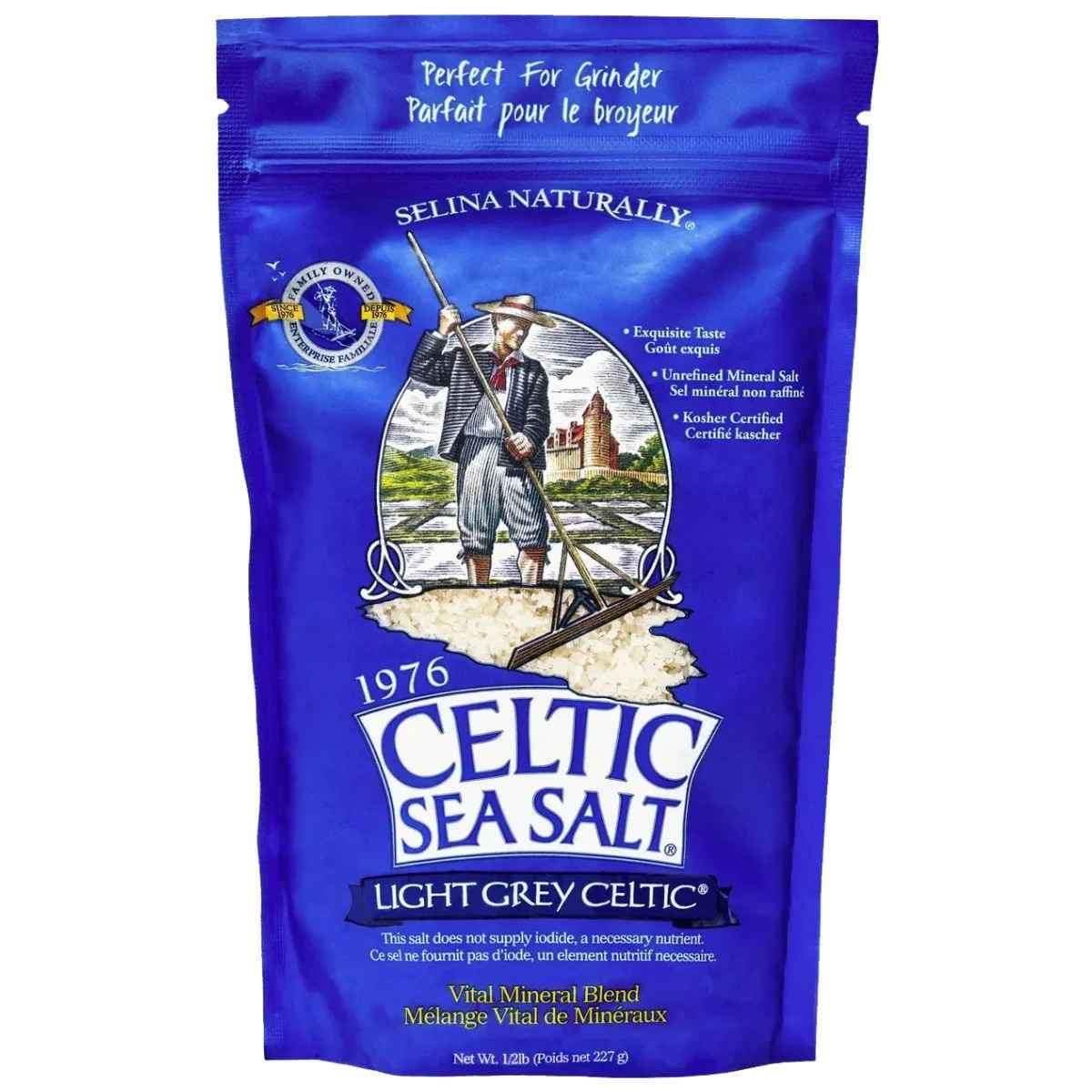 Frasco de suplemento Celtic Sea Salt Light Grey Celtic Sea Salt 227 g
