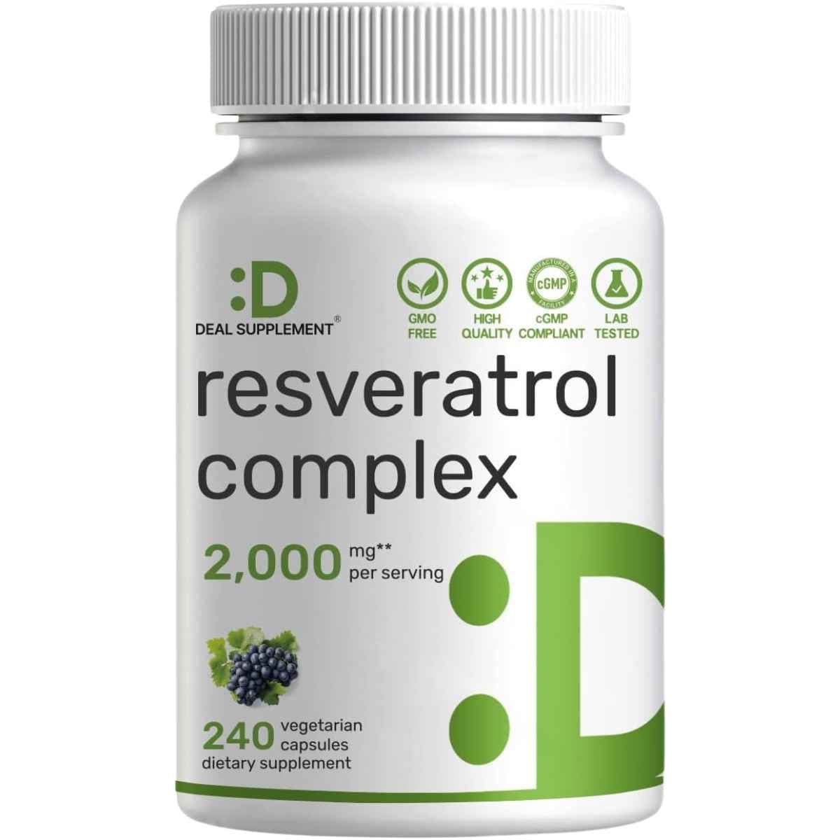 Deal Supplement Complejo de Resveratrol 2000 mg, 240 cápsulas vegetarianas