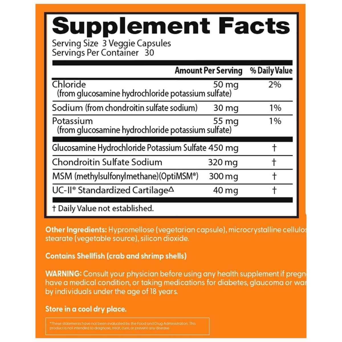 Información del suplemento de Doctor's Best con glucosamina, condroitina, MSM y UC-II