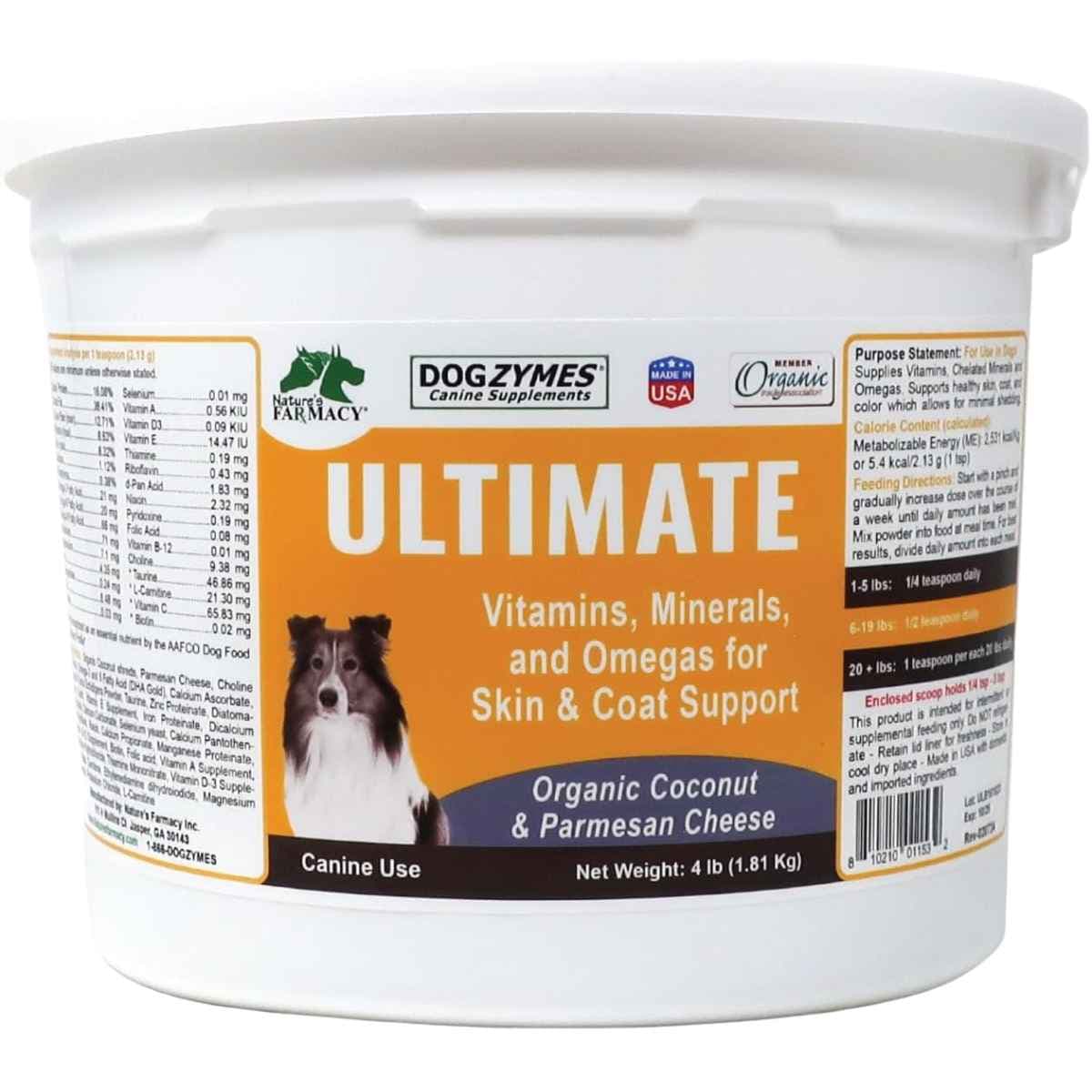 Dogzymes Ultimate para perros, envase de 1,81 kg, vista frontal