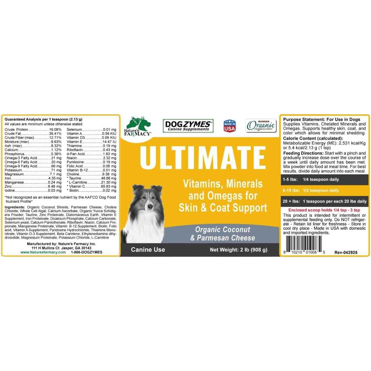 Dogzymes Ultimate para perros de 908 g, análisis garantizado, ingredientes e instrucciones de alimentación