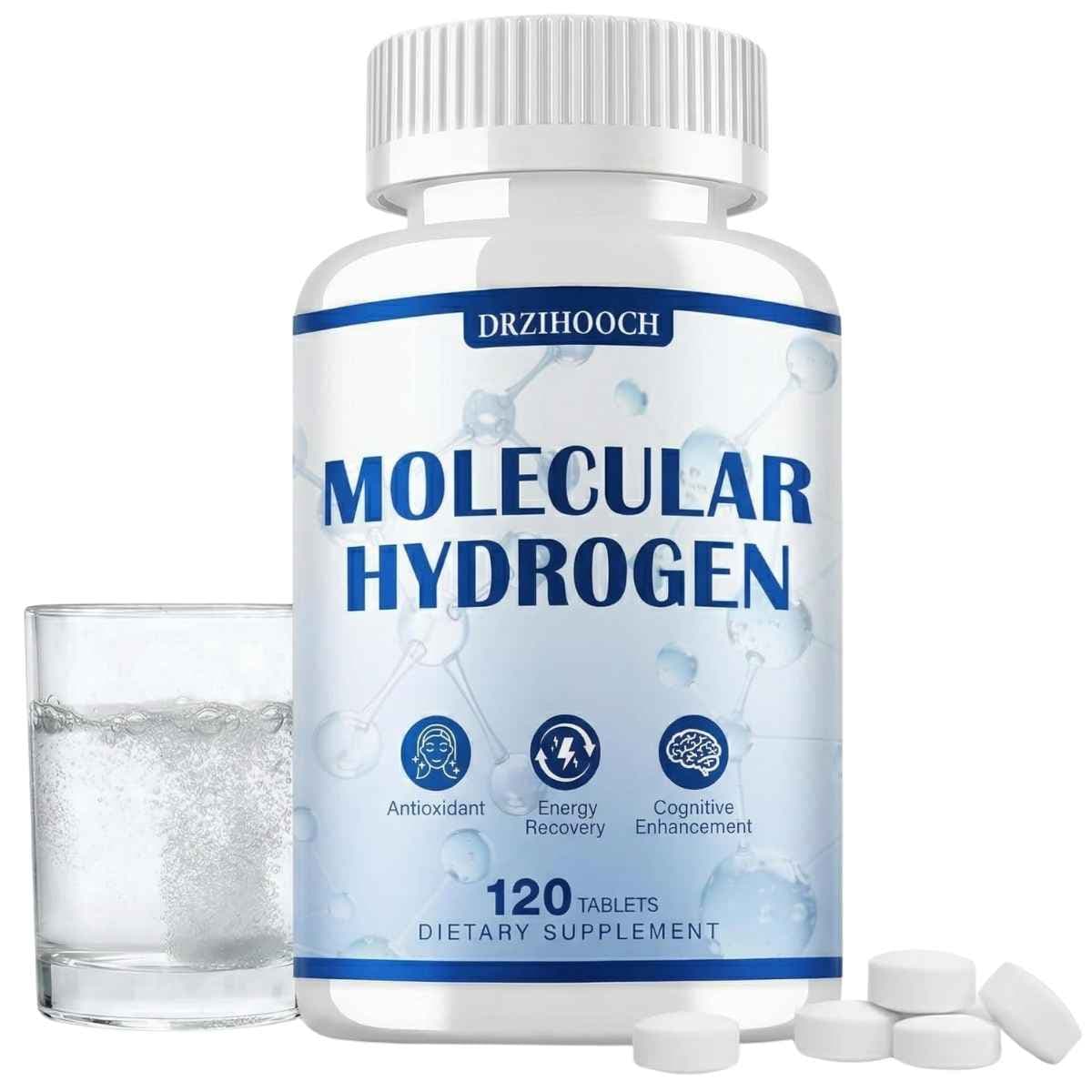 Frasco del suplemento DRZIHOOCH en tabletas con magnesio 200 mg por porción y presentación de 120 unidades