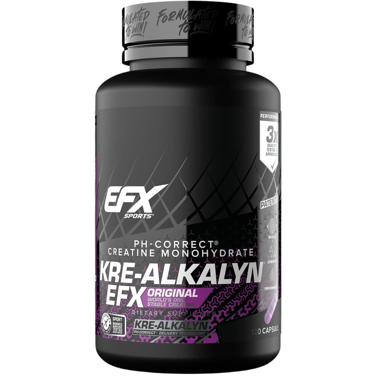 EFX Sports Kre-Alkalyn creatina monohidratada, frasco de 120 cápsulas