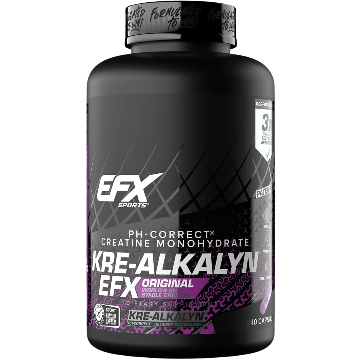 EFX Sports Kre-Alkalyn creatina monohidratada, frasco de 240 cápsulas