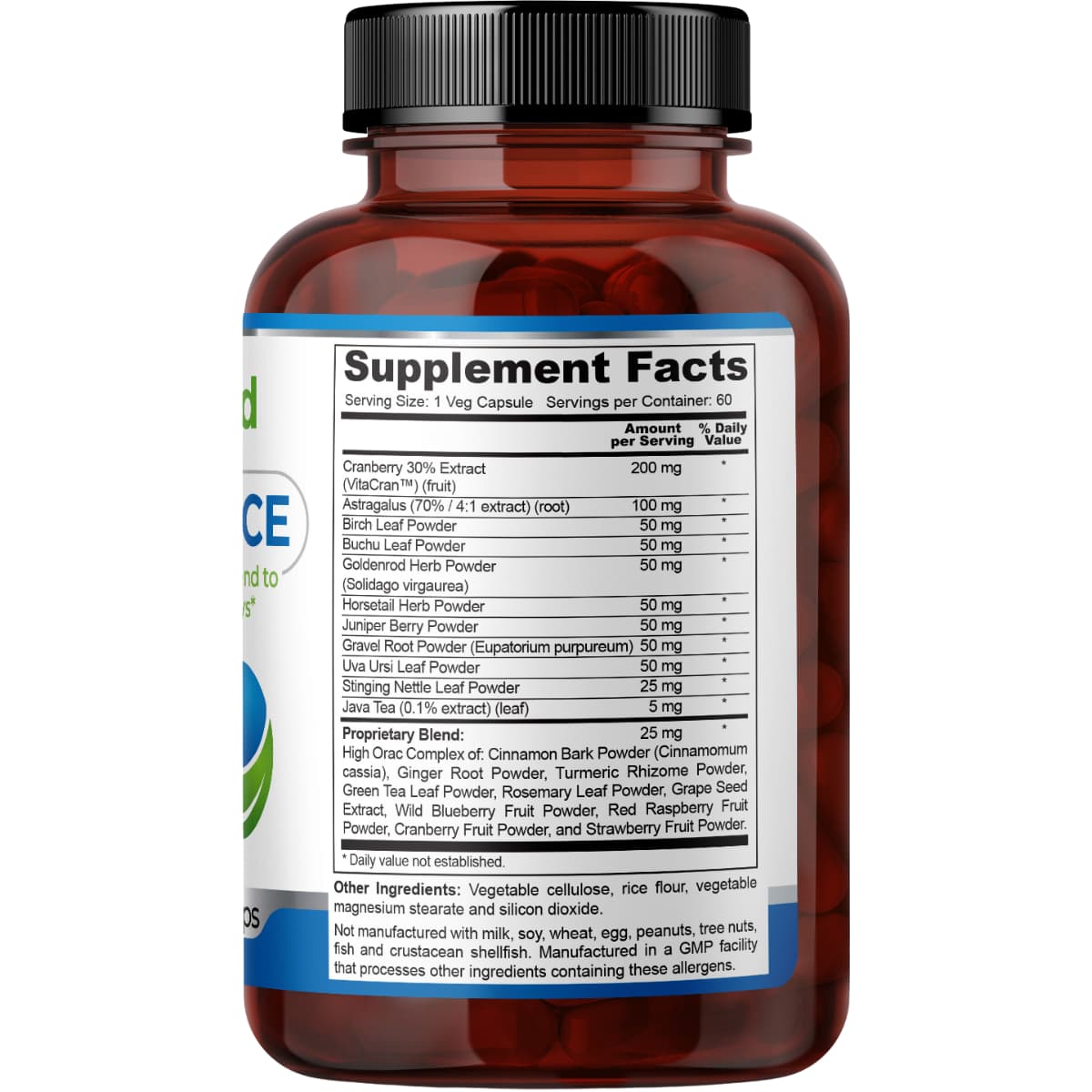 Tabla nutricional del suplemento Fineland Uri Essence 60 cápsulas