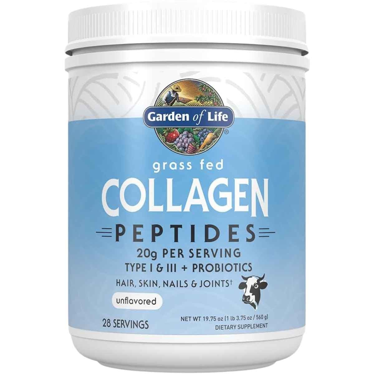 Frasco de suplemento Garden of Life Péptidos de Colágeno 1.23 lbs
