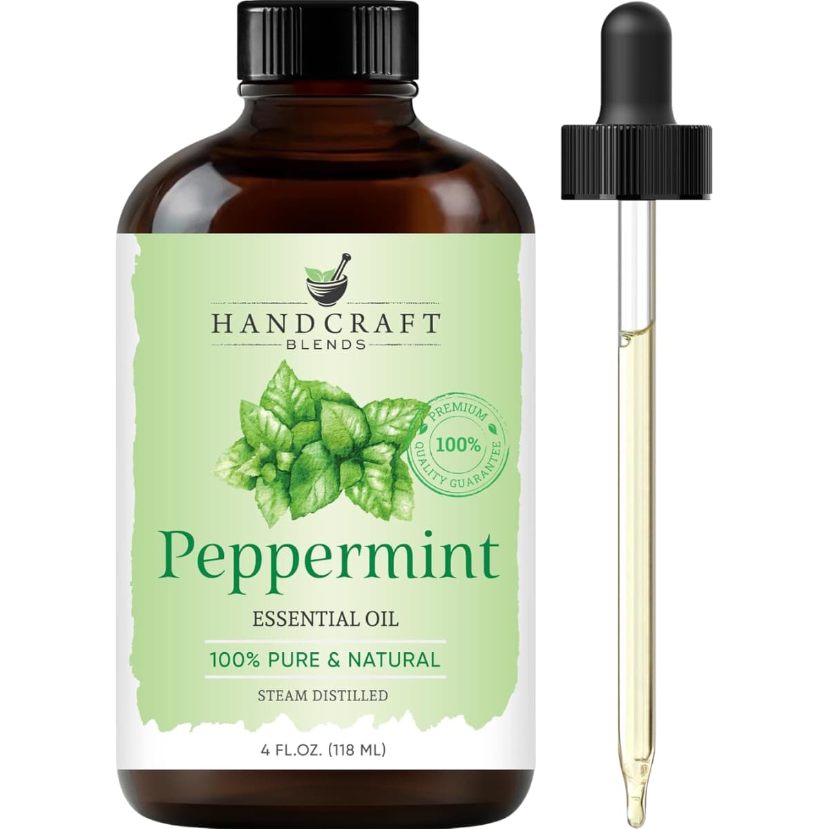 Frasco frontal de Handcraft Blends aceite esencial de menta de 118 ml con gotero visible