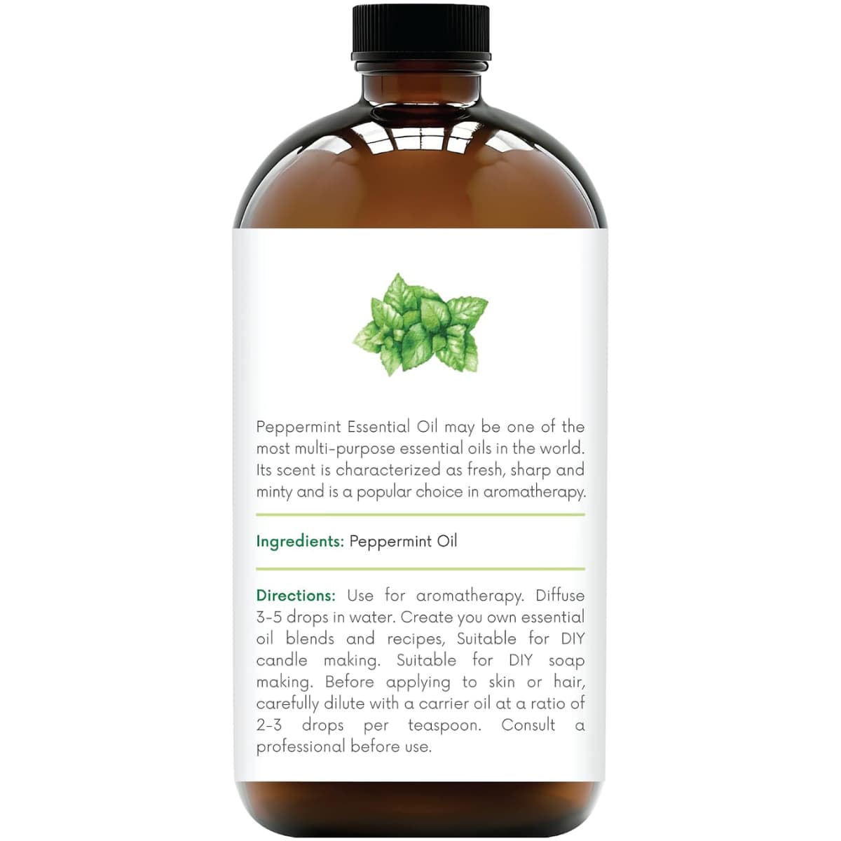 Etiqueta posterior de Handcraft Blends aceite esencial de menta de 473 ml