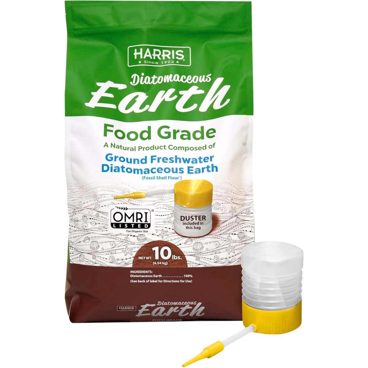 Bolsa frontal de HARRIS tierra de diatomeas grado alimenticio de 10 lb con aplicador incluido
