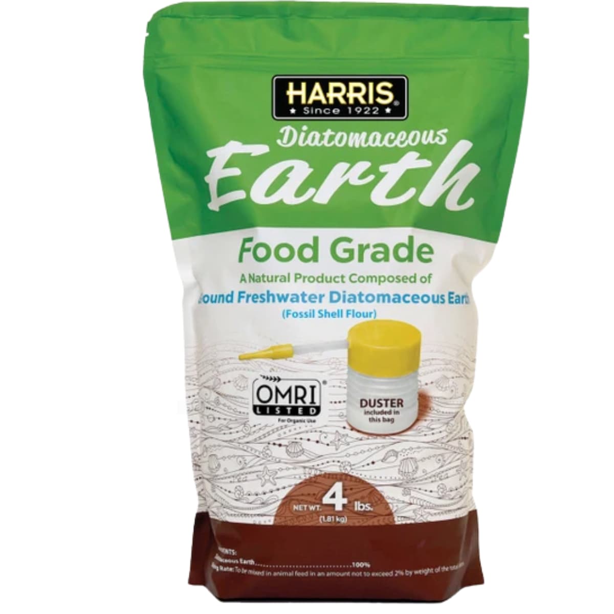 Bolsa frontal de HARRIS tierra de diatomeas grado alimenticio de 4 lb con aplicador incluido