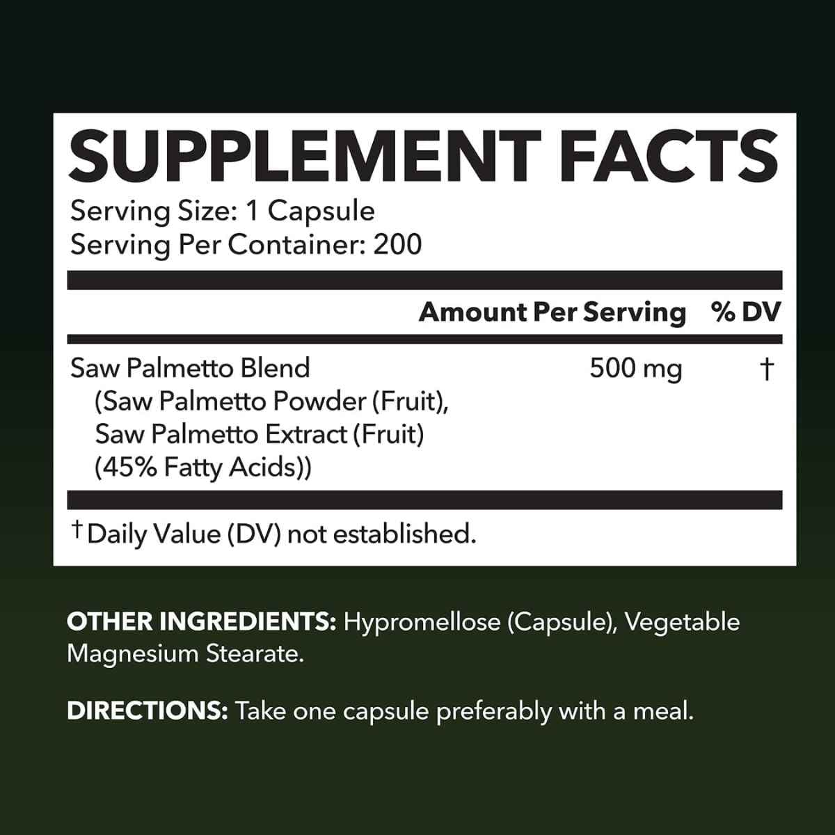 Información del suplemento Havasu Nutrition saw palmetto 500 mg, 200 cápsulas