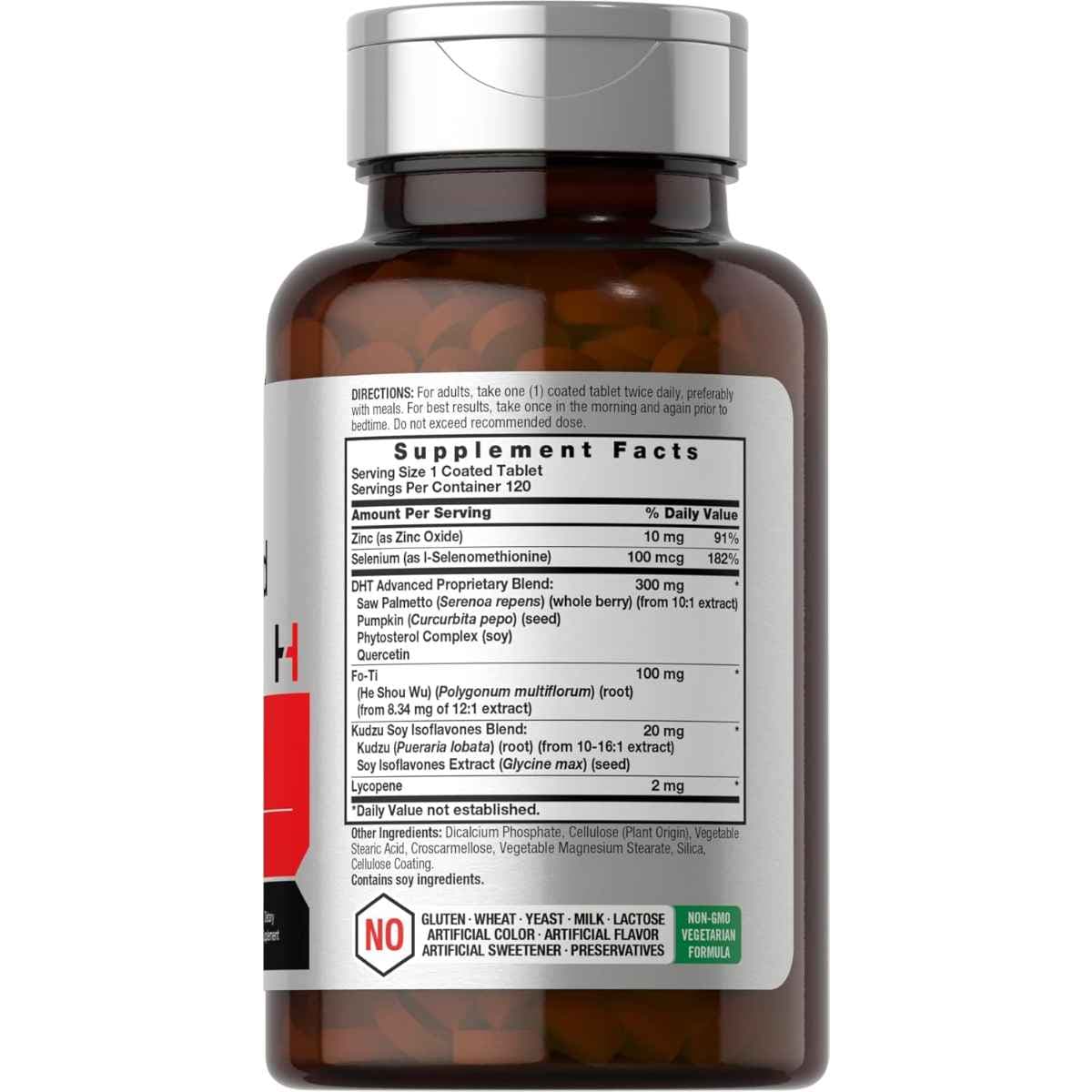 Tabla nutricional del suplemento Horbaach Fórmula Avanzada Cabello DHT 120 tabletas