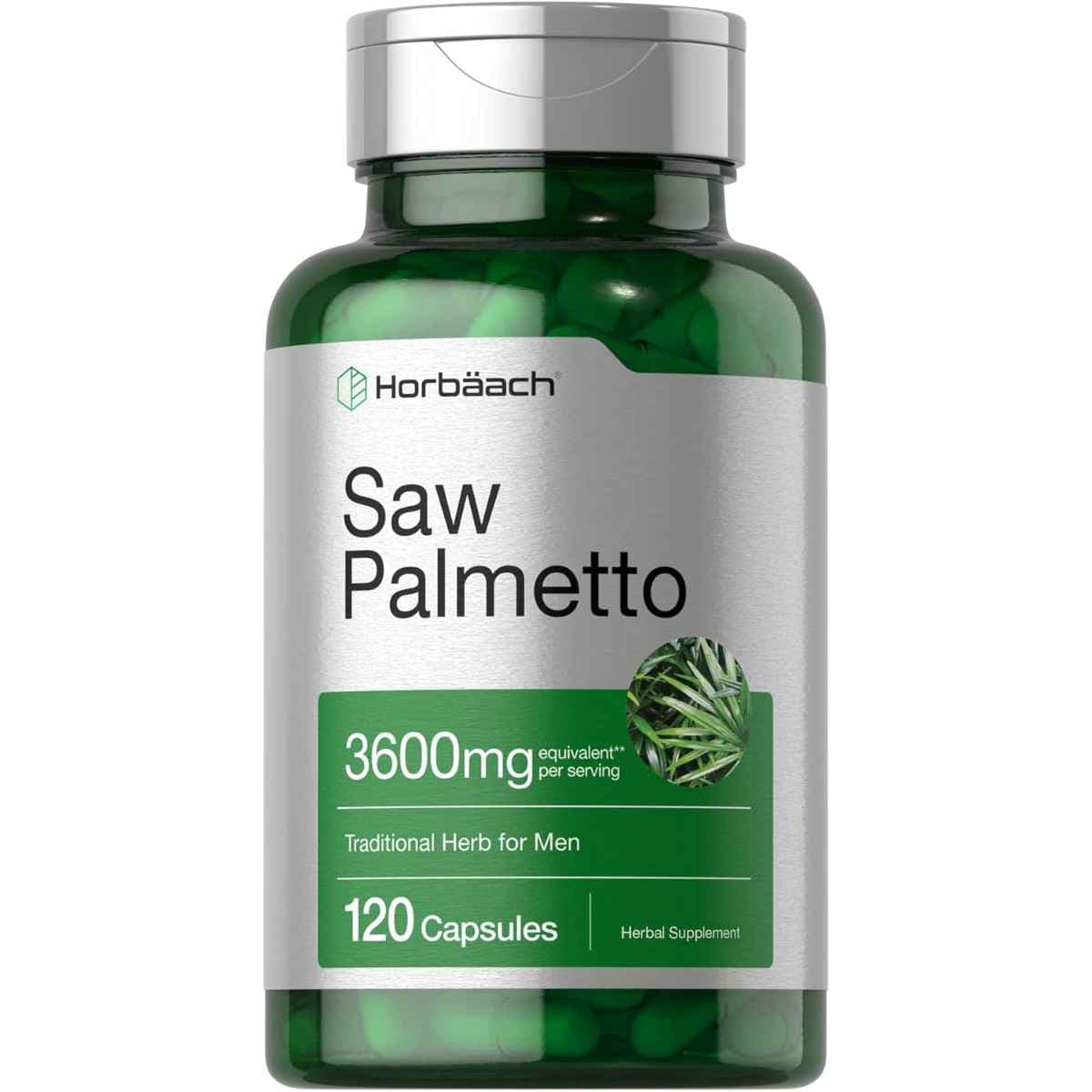 Frasco de suplemento Horbäach Saw Palmetto 120 cápsulas