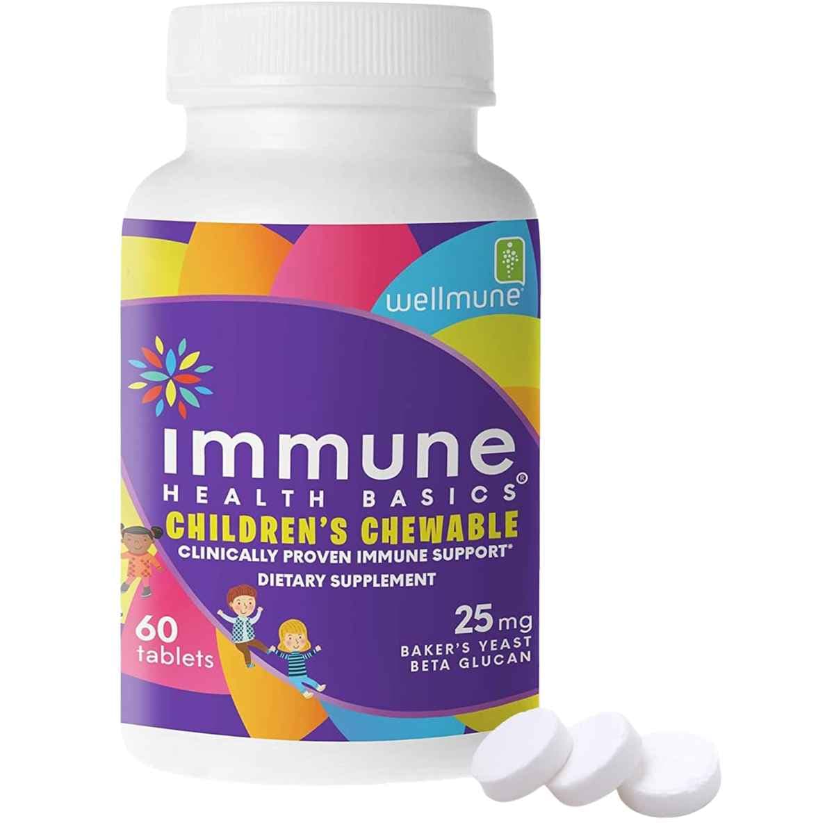 Frasco de suplemento Immune Health Basics Beta-glucano de levadura 25 mg 60 tabletas