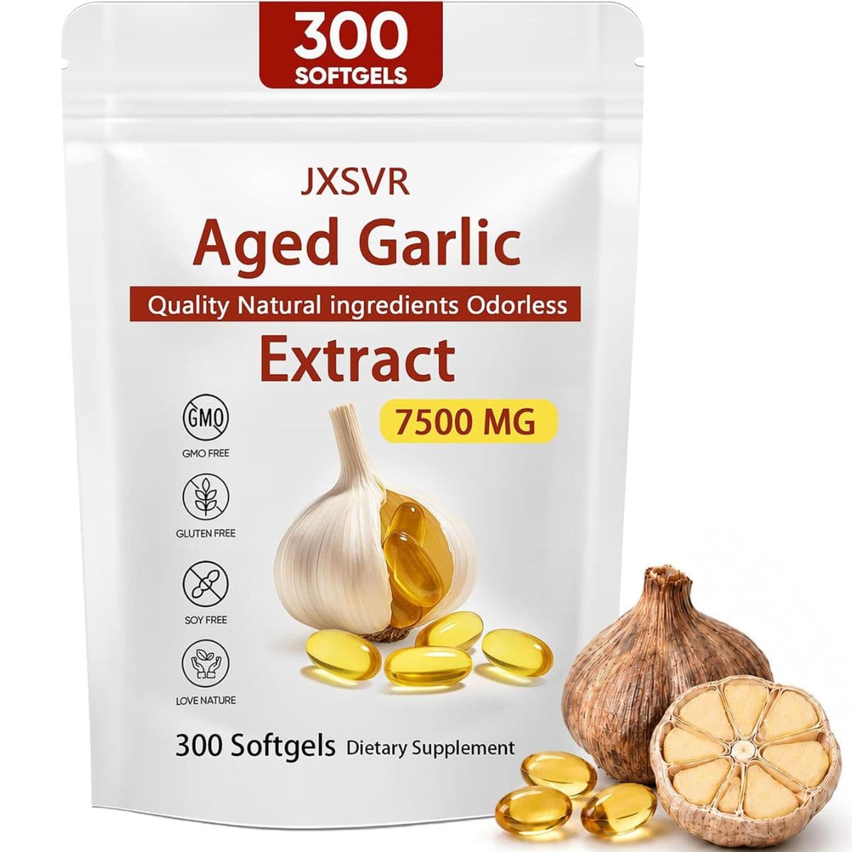 JXSVR extracto de ajo envejecido 500 mg por porción - 300 cápsulas blandas