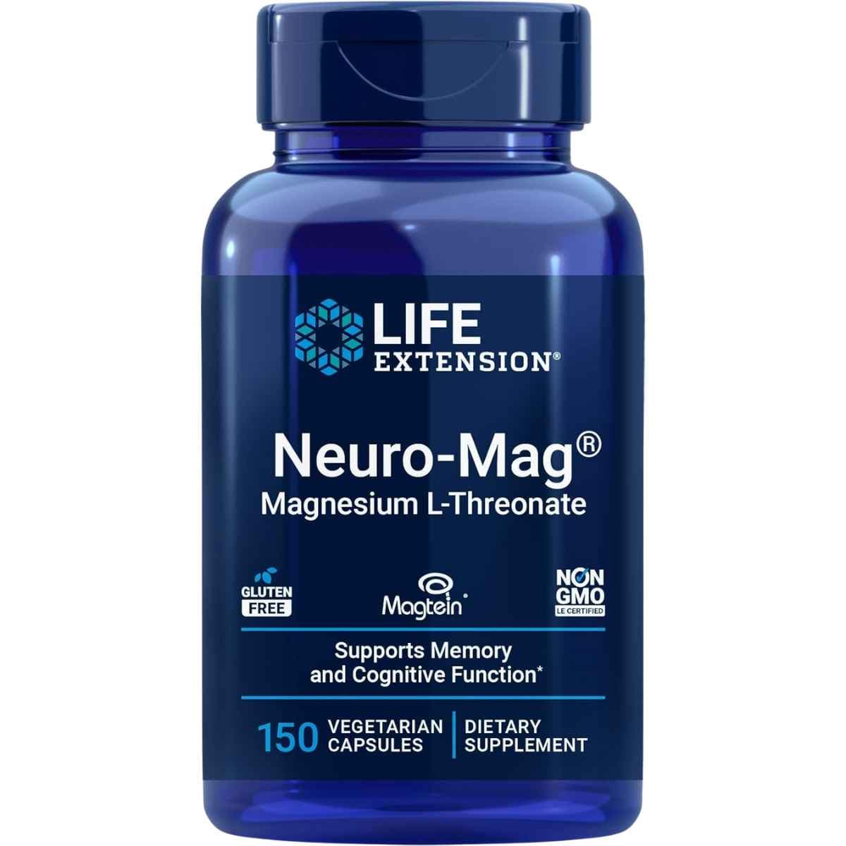 Life Extension Neuro-Mag L-treonato de magnesio, frasco de 150 cápsulas