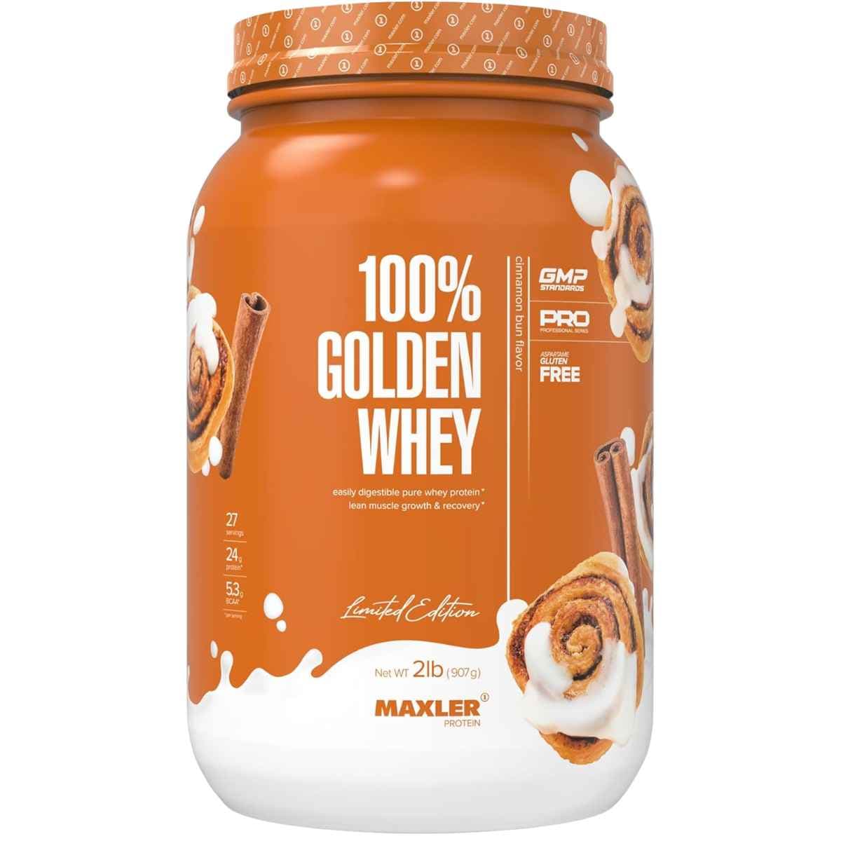 Maxler 100% Golden Whey proteína de suero en polvo, sabor canela, envase de 2 lb