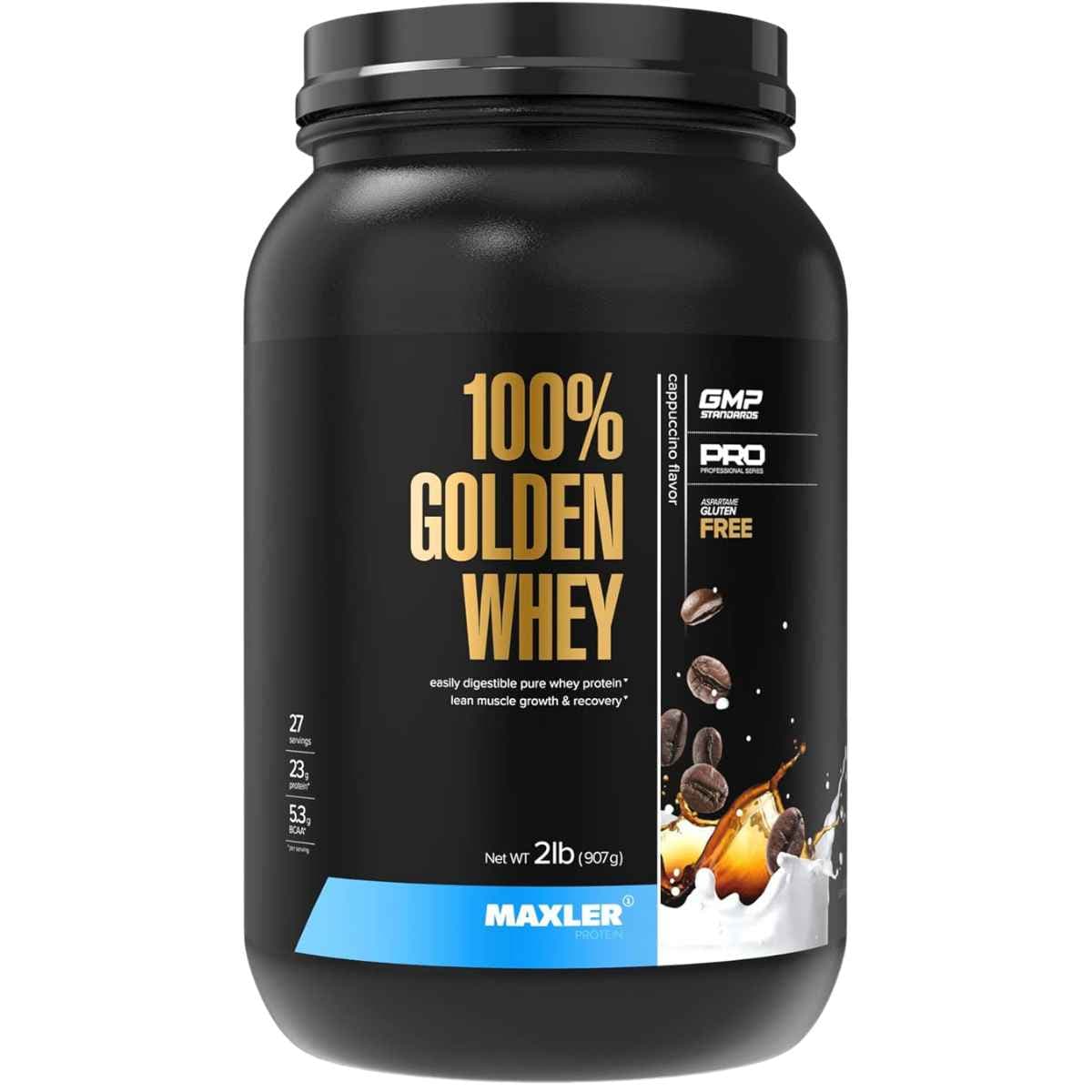 Maxler 100% Golden Whey proteína de suero en polvo, sabor capuchino, envase de 2 lb