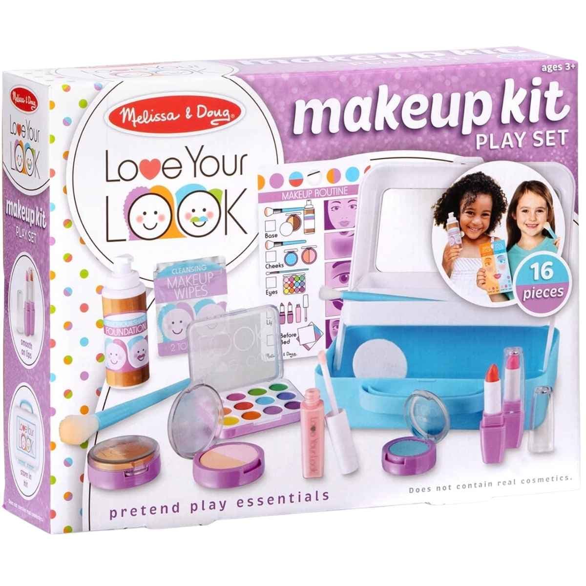 Empaque Melissa & Doug Love Your Look kit de maquillaje de juguete de 16 piezas