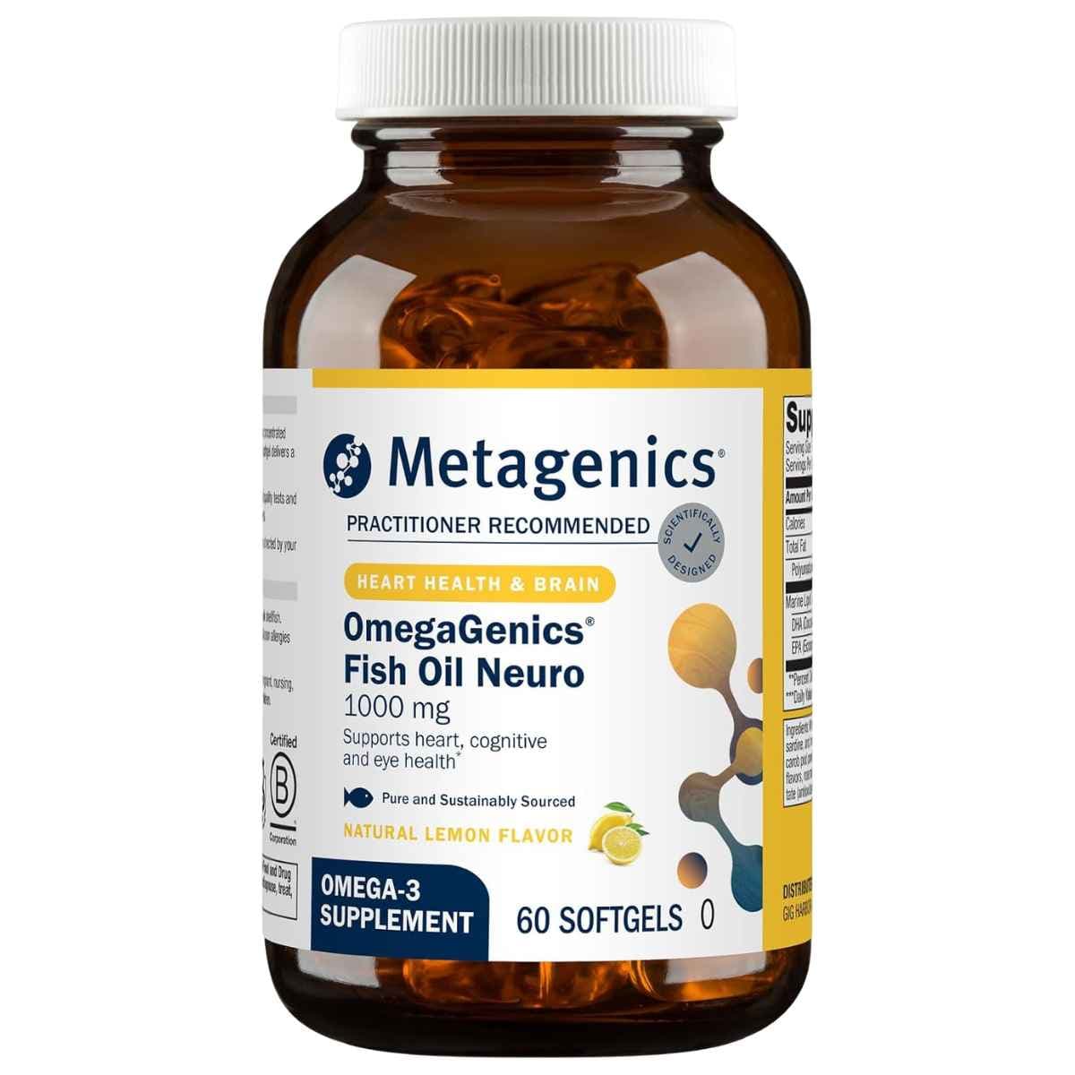 Metagenics OmegaGenics Neuro aceite de pescado 1000 mg EPA DHA 60 cápsulas blandas frontal