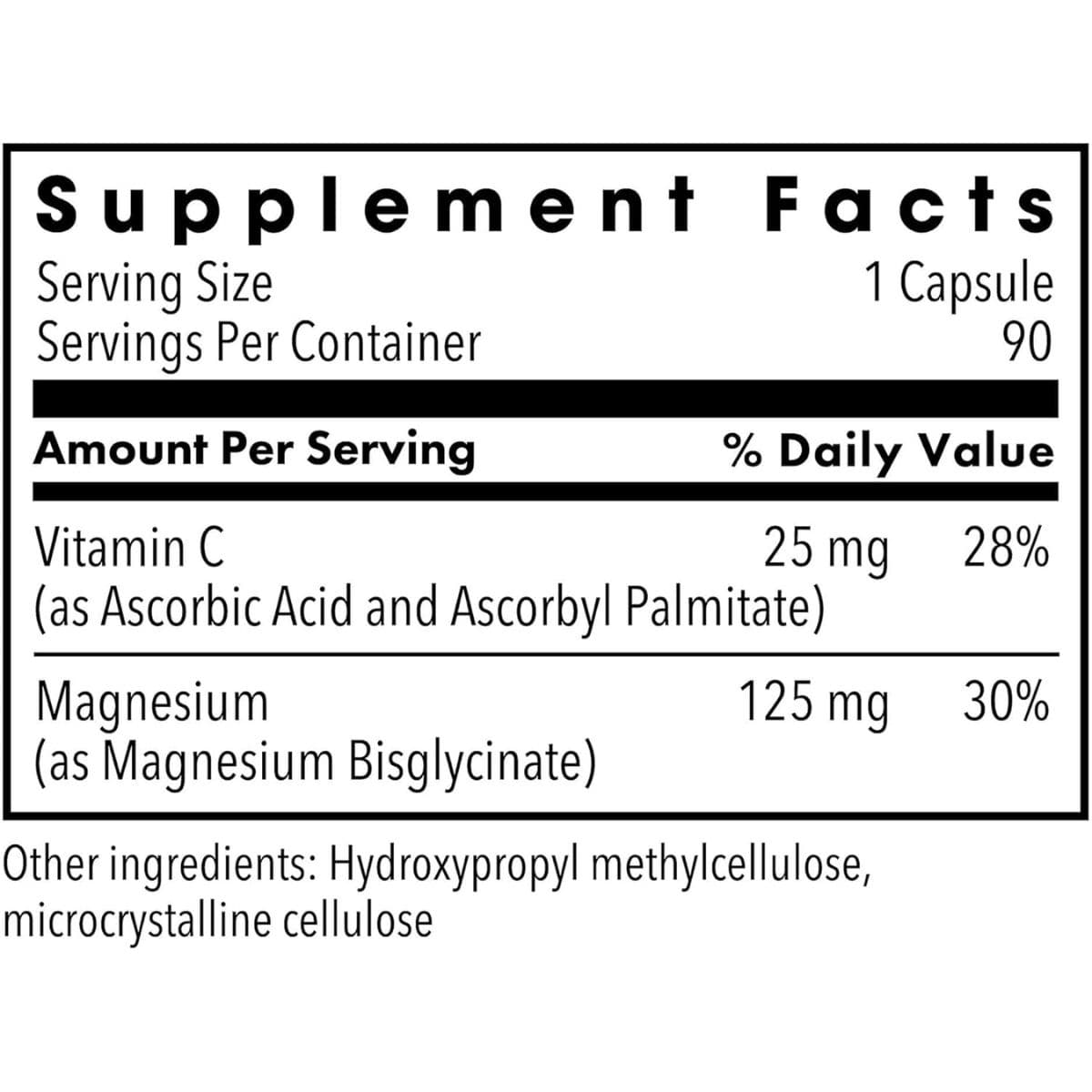 Etiqueta del suplemento MethylPro glicinato de magnesio, 90 cápsulas