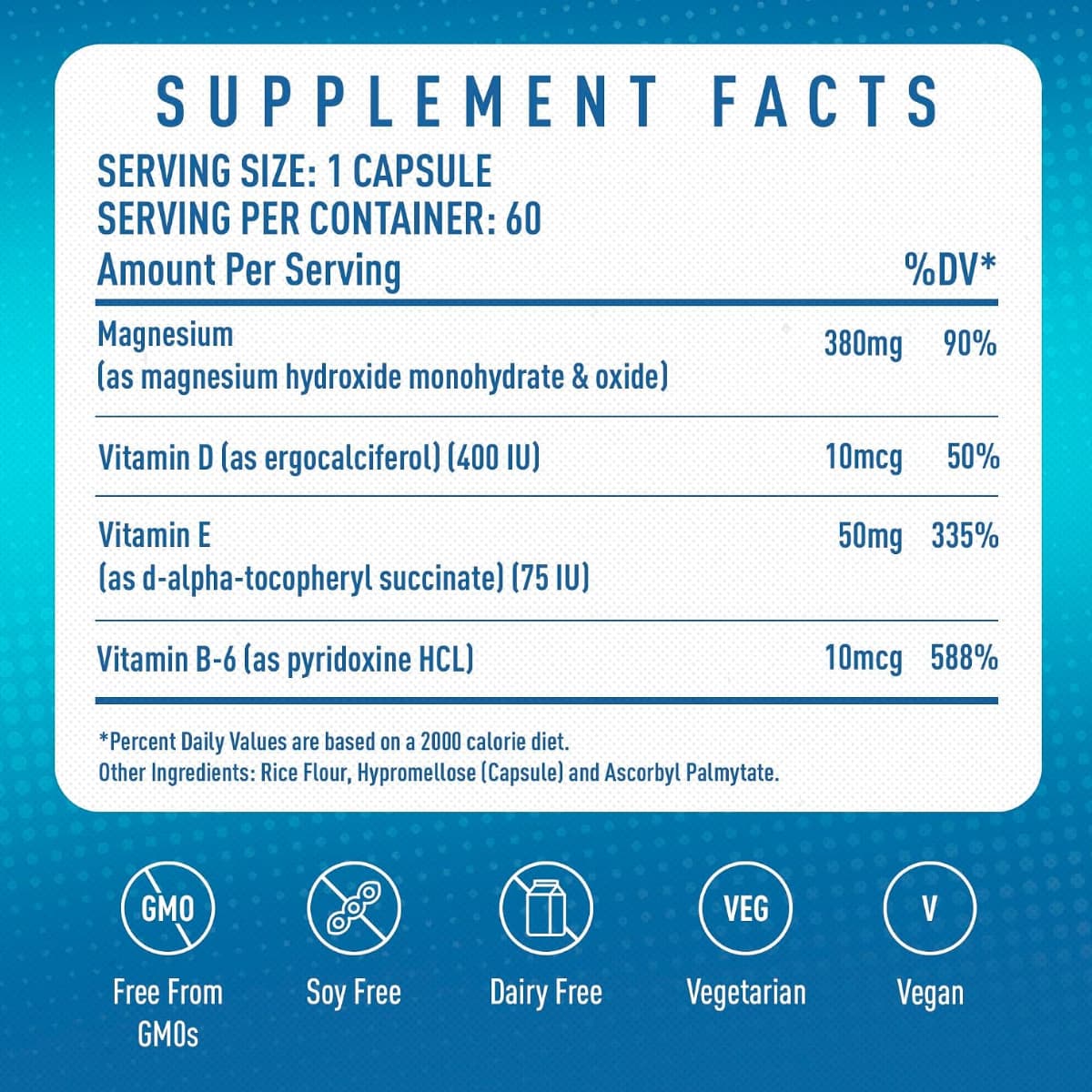 Información del suplemento MGSPORT magnesio 380 mg para la presentación de 60 cápsulas