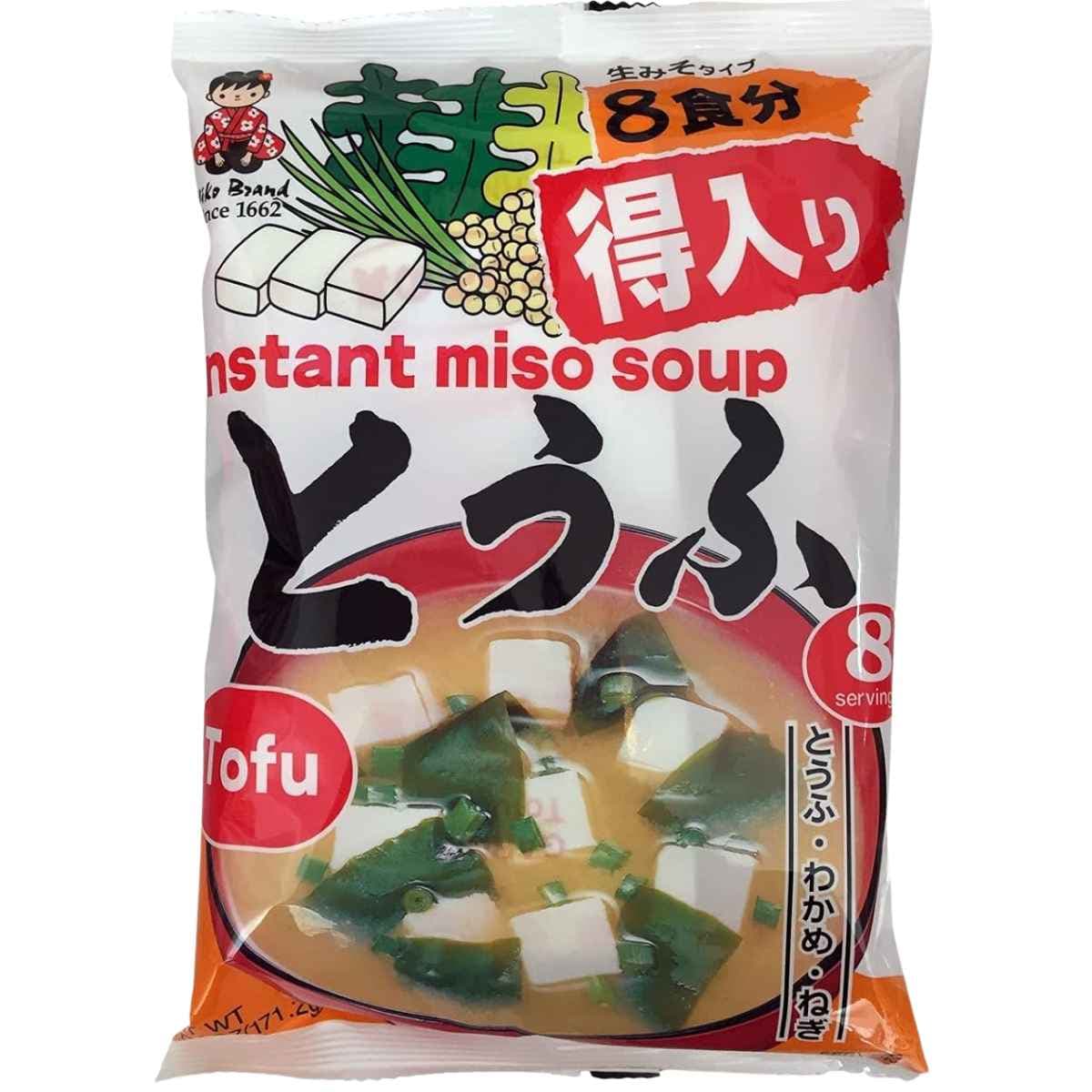 Empaque de Miyasaka Sopa de Miso Instantánea Tofu 171.2 g con 8 porciones