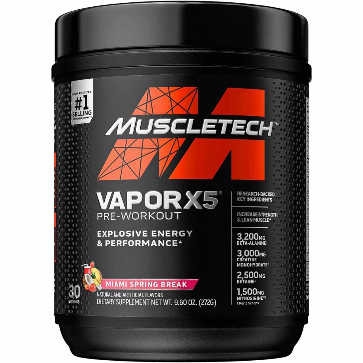 MuscleTech VaporX5 Pre-Entrenamiento en Polvo - Energía y concentración para entrenamientos intensos