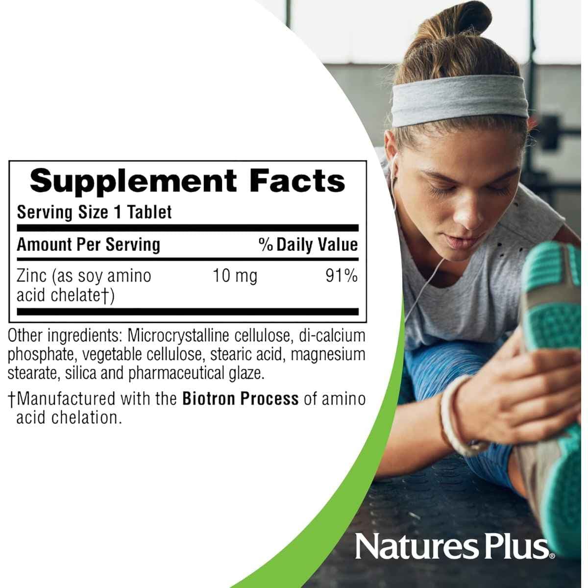 Tabla nutricional del suplemento NaturesPlus Zinc Quelado 90 tabletas