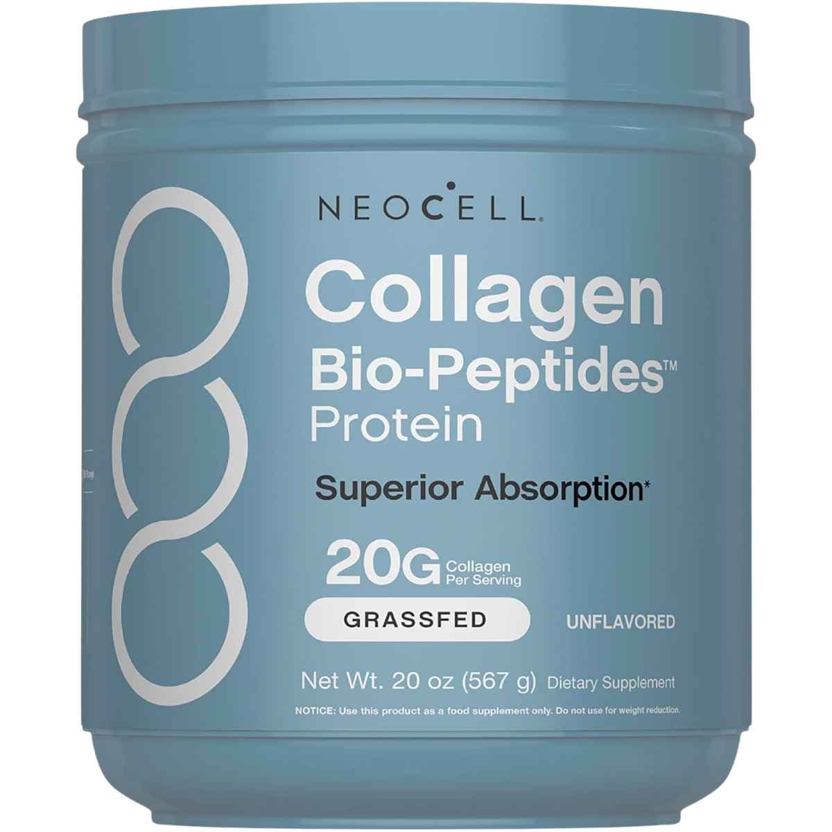 NeoCell colágeno Bio-Peptides en polvo sin sabor 20 oz frontal