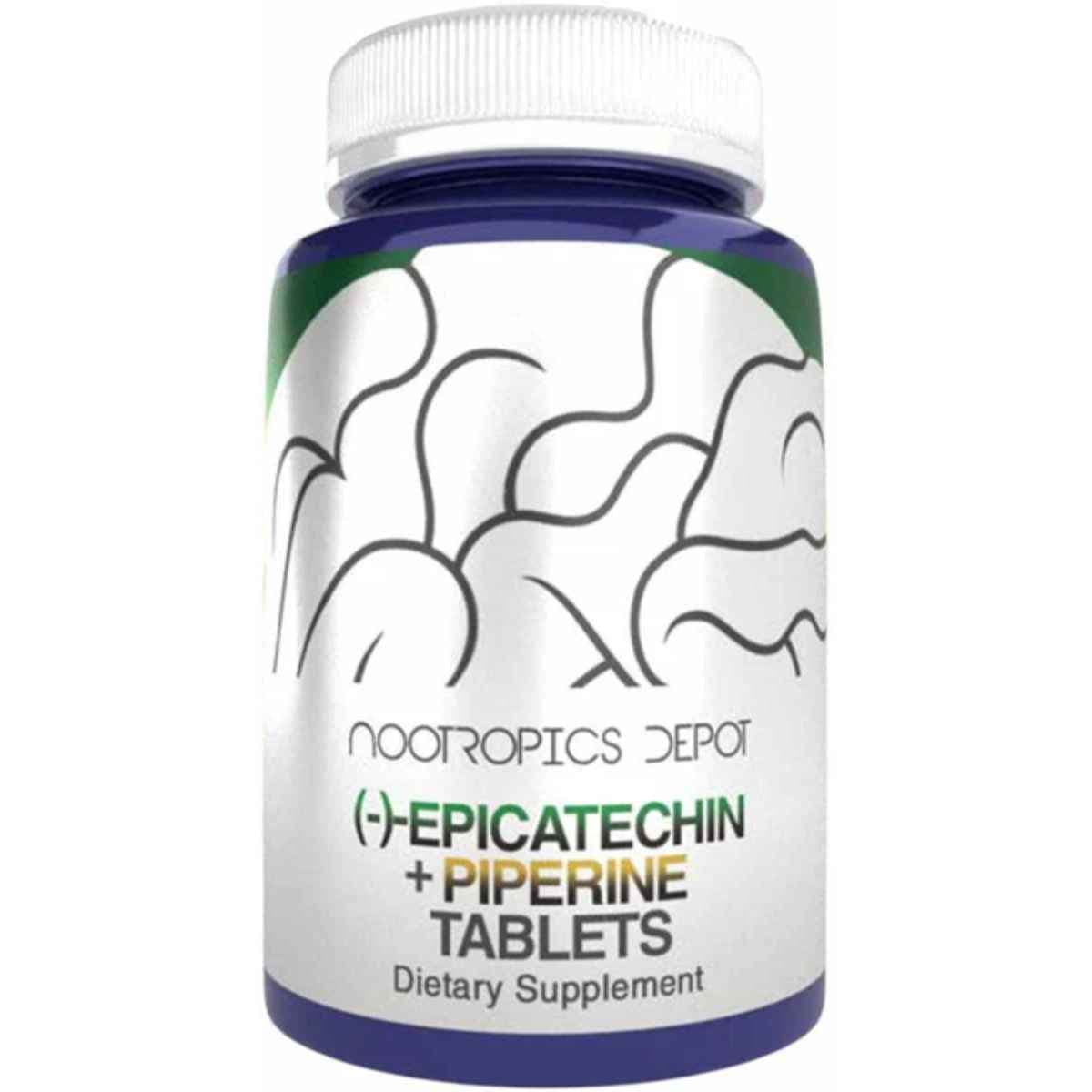 Frasco de suplemento Nootropics Depot (-)-Epicatequina con Piperina 90 Tabletas